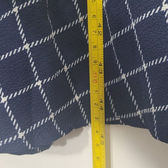 Eliza J Women's Navy Blue White Plaid Sleeveless Belted Back Zip Shift Dress 12 - Picture 9 of 11